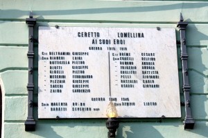 Lapide commemorativa Comune di Ceretto Lomellina